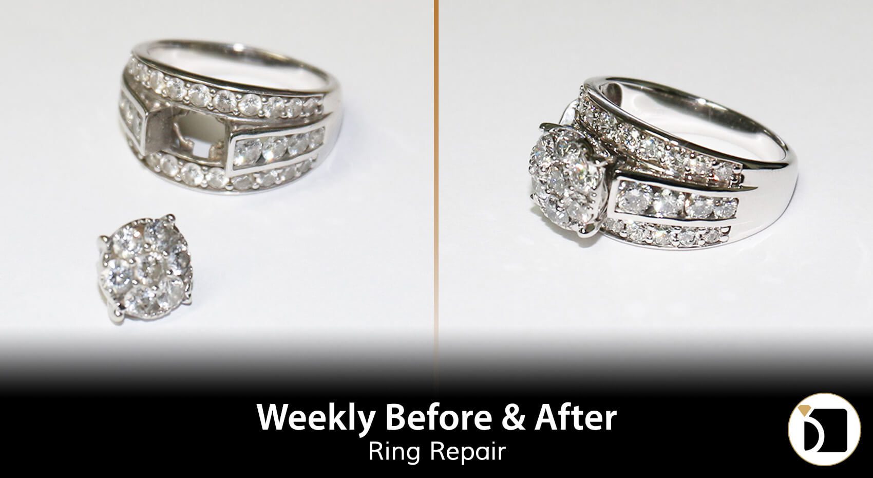 Image Showcasing a Diamond Ring Repair. Weekly Before After 97