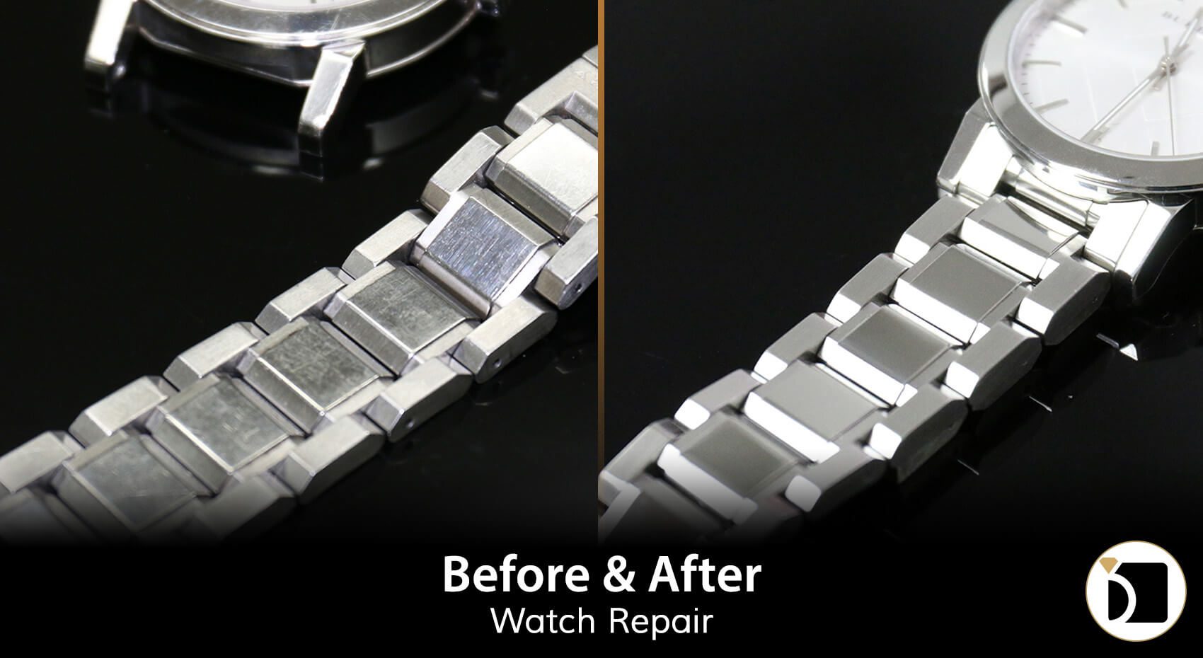 Before & After #102 Image Showcasing a Watch Band Refurbishment. Weekly Before After 102