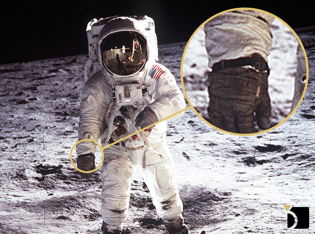 Image showing Buzz Aldrin on the moon wearing Omega Speedmaster