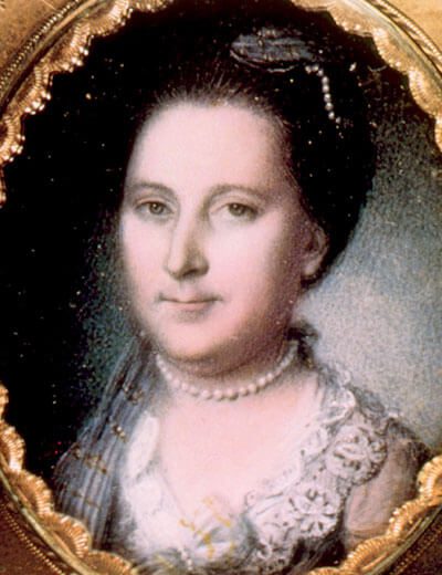 Martha Washtington Image showing Martha Washington wearing First Lady Jewelry