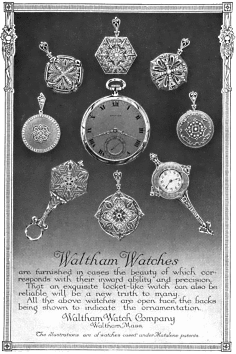 1913 Waltham Ad Image showing Waltham Watch Advertisement from 1913