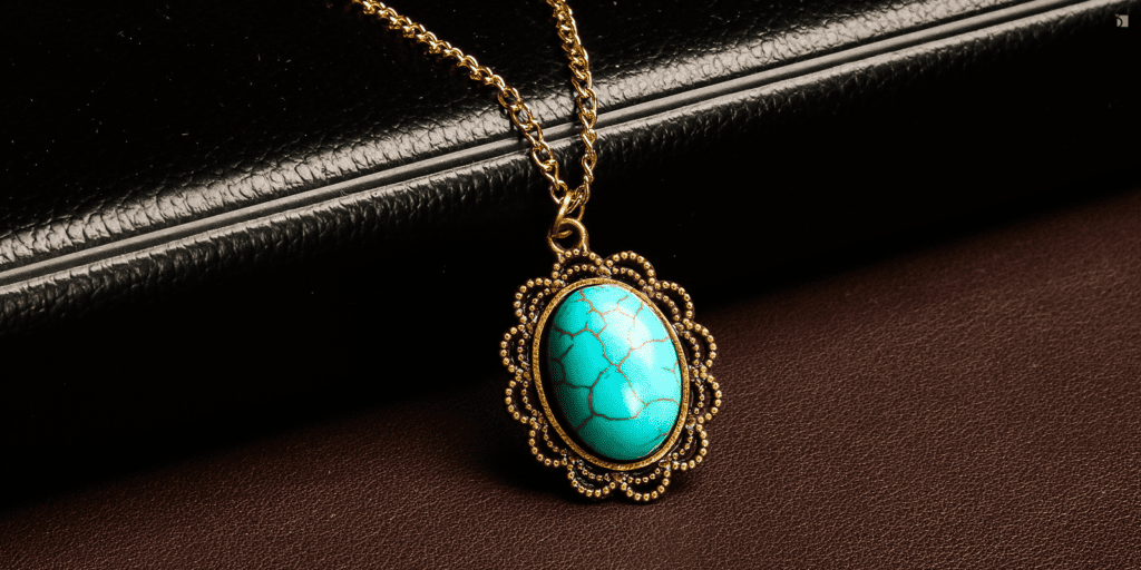Restored Turquoise Statement Piece Necklace Pendant Jewelry