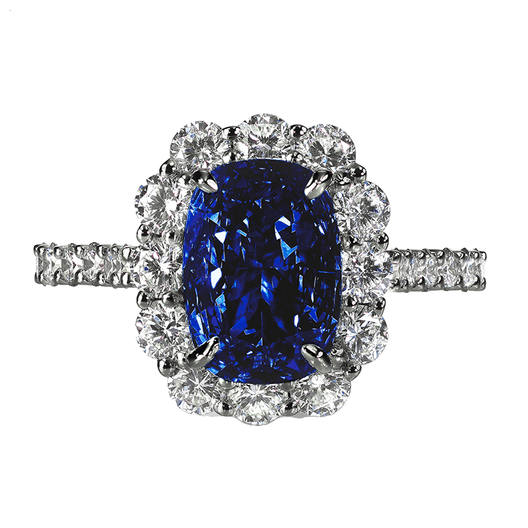 Isolated Restored Fine Jewelry Diamond and Tanzanite Gemstone Ring Feature