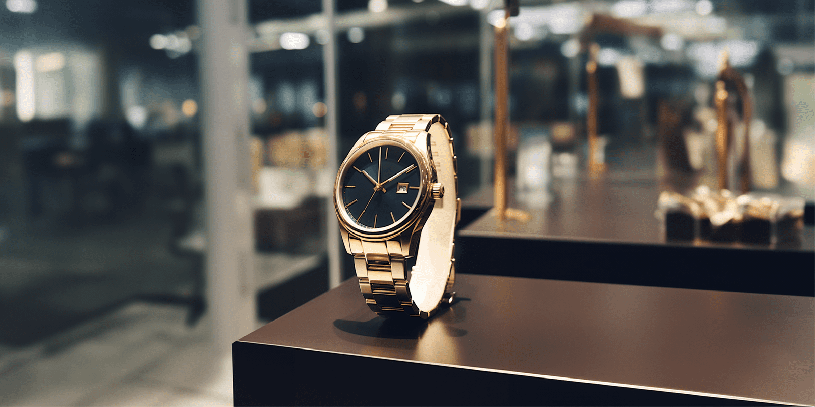 Feature Image of luxury watch on display at watch repair shop