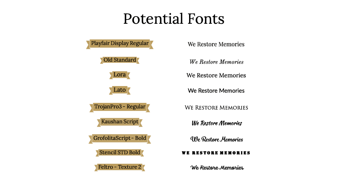 Infographic showing Engraving Font Examples