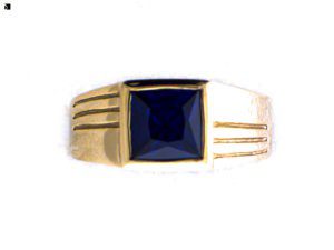 Top-Down View Image of Gold Ring After Sapphire Gemstone Replacement