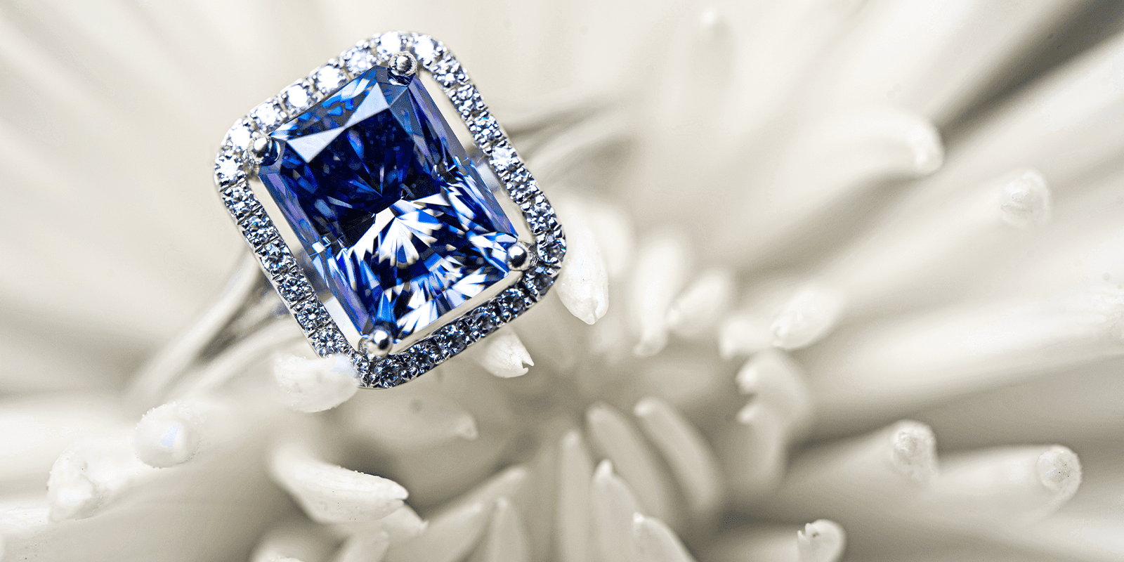 Restored Fine Jewelry Diamond Sapphire Gemstone Ring in Flower