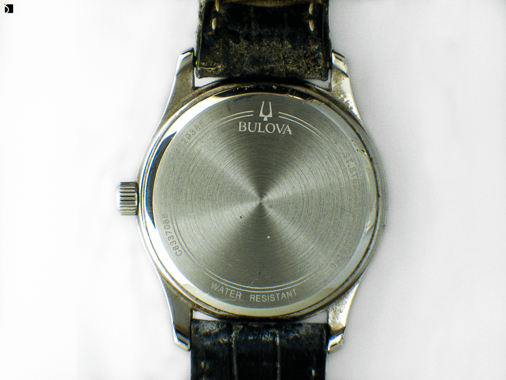 Image Showcasing a Bulova Watch Timepiece Back Before It Gets Restored with a Watch Band Replacement