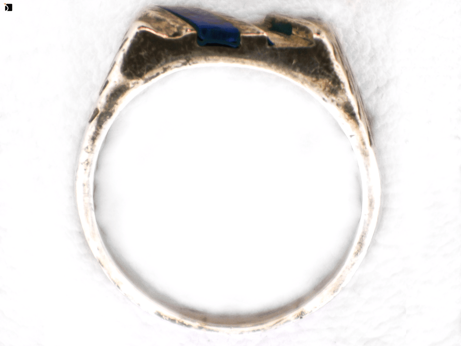Image Showcasing Flat View an Opal Ring Before It Gets Restored with a Gemstone Replacement and Clean and Polish