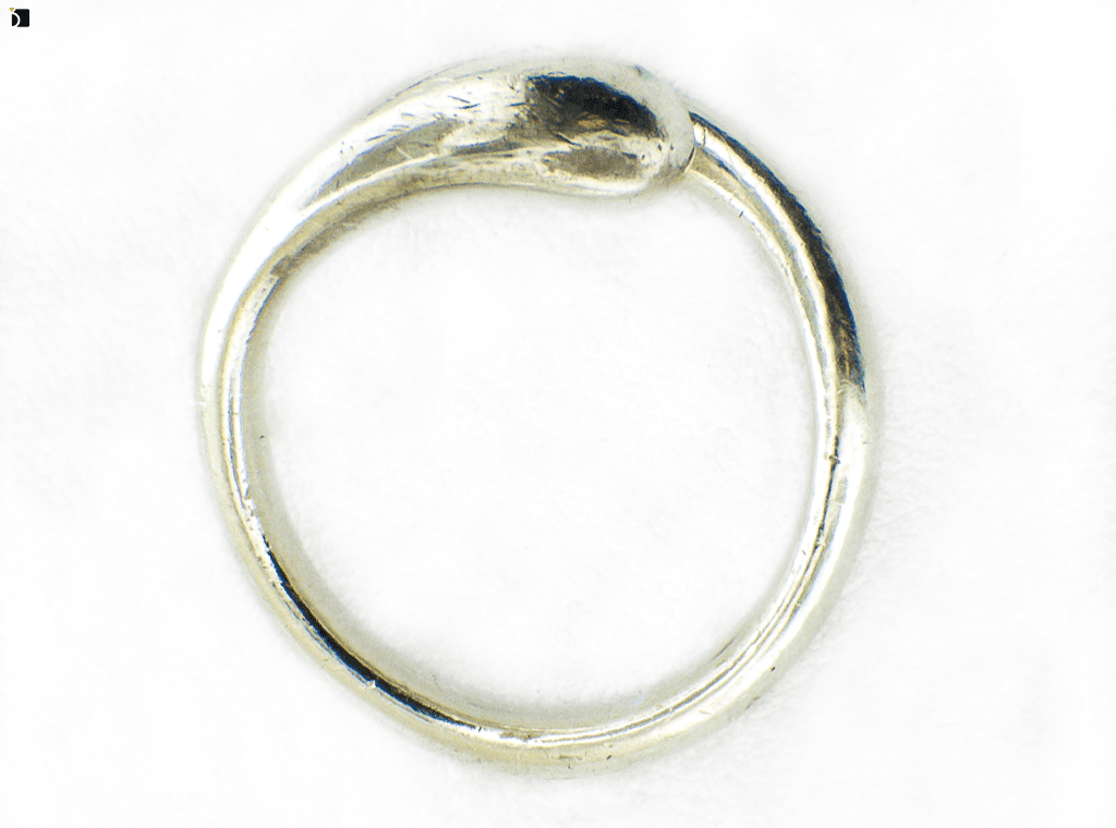 Image showing the Before #31 Flat View of a Silver Ring Needing a Restoration Serive including a Ring Sizing with a Clean and Polish