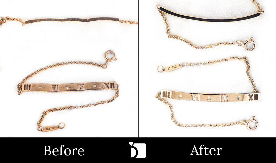 Image showing the Before & After #74 of a Misshapen Tiffany Bracelet Repair