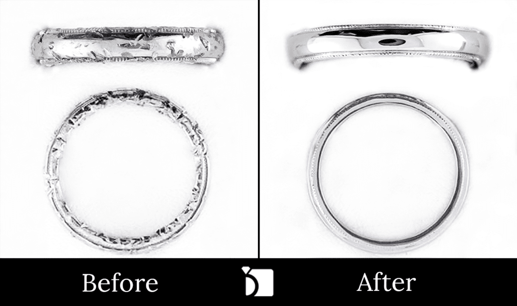 Image Showcasing Before & After #1 of a Silver Ring Getting Extreme Transformation Through Premier Ring Repair Services by My Jewelry Repair Master Jewelers