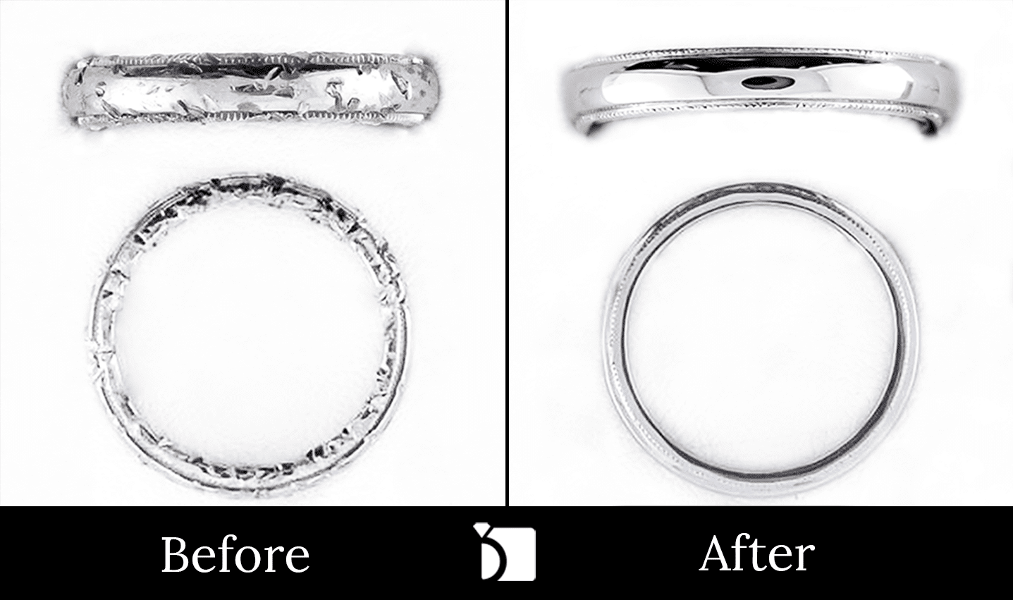 Image Showing A Ring Before and After Repair