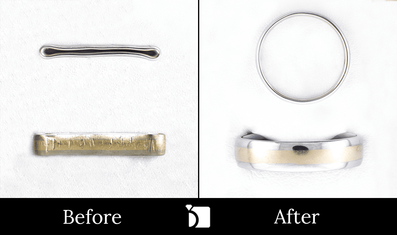 Image Showing A Ring Before and After Resizing