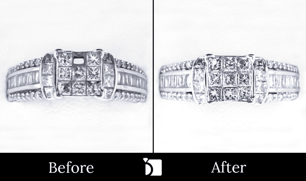Image Showing Before & After #21 of Unique Diamond Ring Getting Premier Invisible Setting Services by Master Jewelers