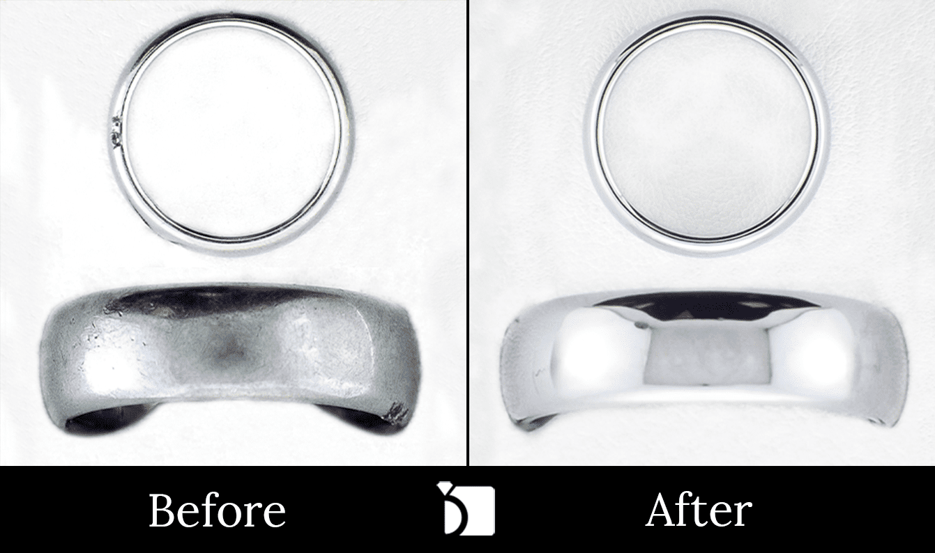 Image Showcasing Before & After #5 of a Platinum Ring Getting Premier Ring Repair Services by Master Jewelers