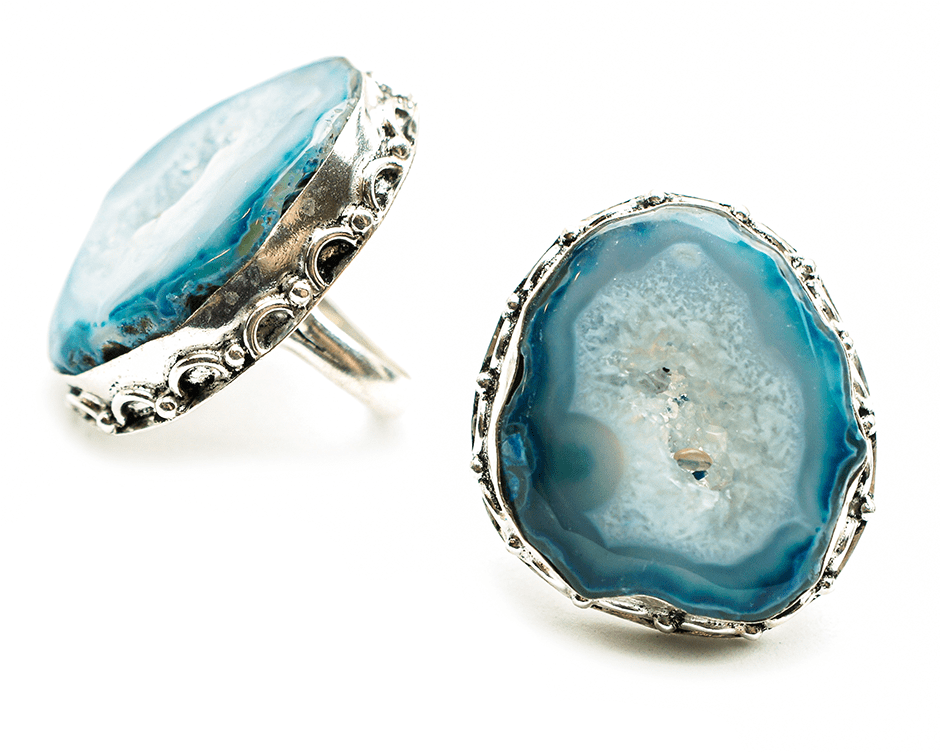 Image Showcasing Restored Blue Agate Rings