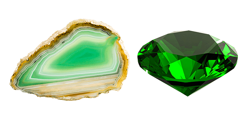 Image Showcasing Emeralds and Agates Loose Gemstones May Birthstone Blog Feature Image