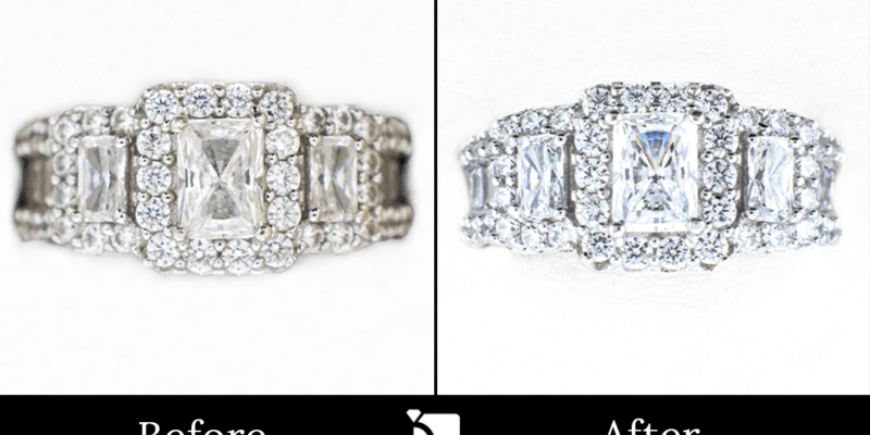 Image Showing Before & After #16 of a Uniquely Designed Diamond Ring Getting Premier Ring Sizing Services by Master Jewelers