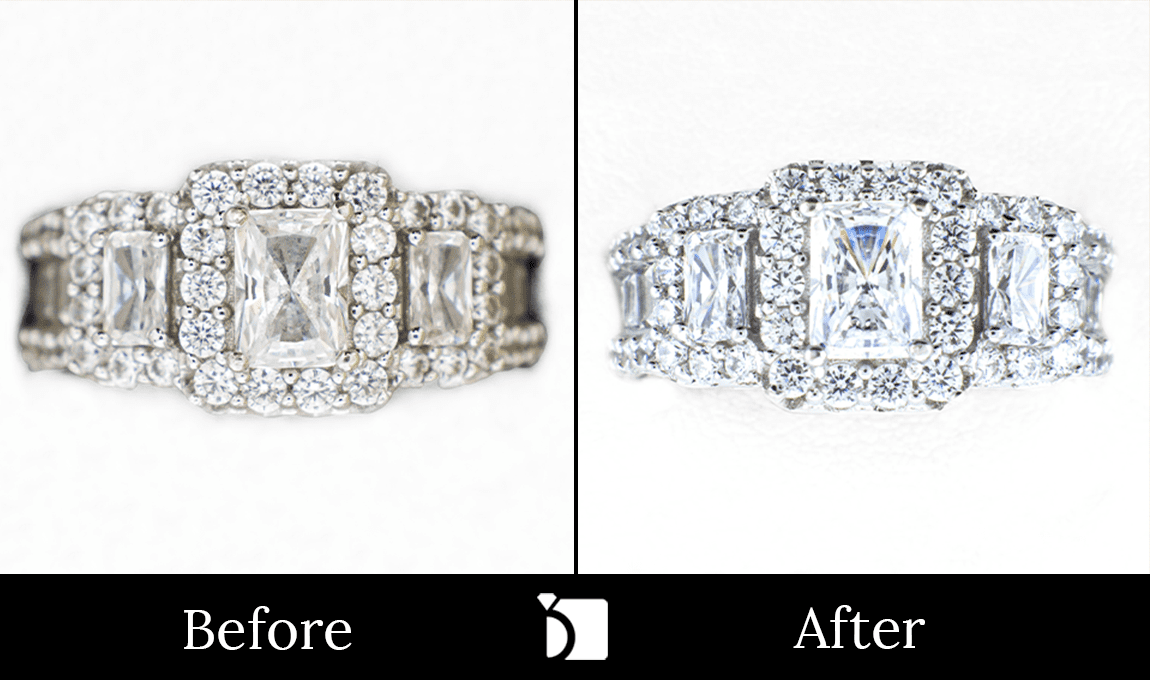 Image Showing Before & After #16 of a Uniquely Designed Diamond Ring Getting Premier Ring Sizing Services by Master Jewelers