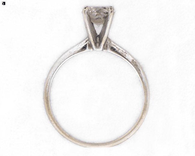 Image Showing Before #17 Flat View of a Solitaire Diamond Ring Getting Premier Ring Sizing Services by Master Jewelers