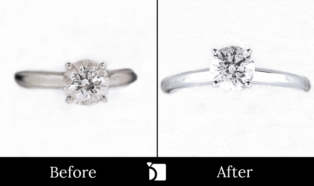 Image Showing Before & After #17 of a Solitaire Diamond Ring Getting Premier Ring Sizing Services by Master Jewelers