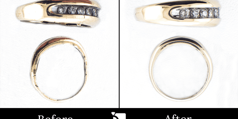 Image showcasing Before & After #19 of a Diamond Hollow Ring Getting Premier Ring Restoration Services by Master Jewelers