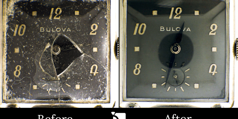 Before & After #124 of a Vintage 1947 Mechanical Movement Bulova Watch Restoration