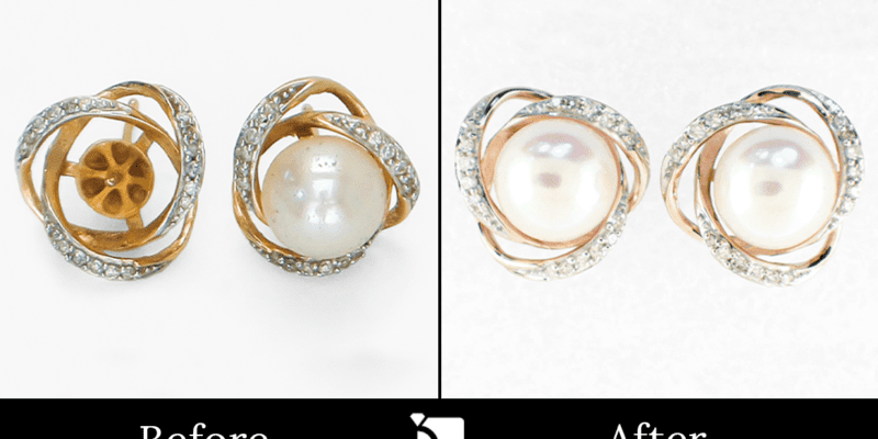 Image Showcasing Before & After #129 Of Pearl Stud Earrings Receiving Premier Gemstone Replacement Services
