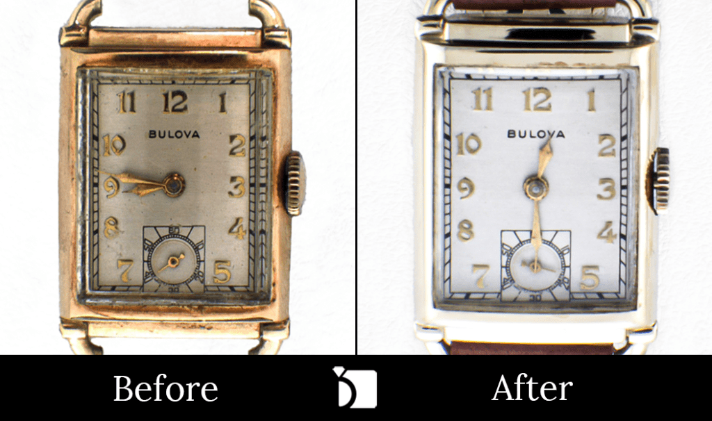 Before & After #28 of a Vintage Bulova Watch Restoration
