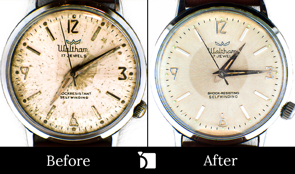 Before & After #30 Repair of a Vintage Walthan Watch Serviced with Premier Watch Repair and Dial Refinishing