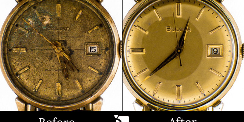 Before & After #39 of a Vintage 1967 Bulova M7 Watch Timepiece Restored with Premier Services