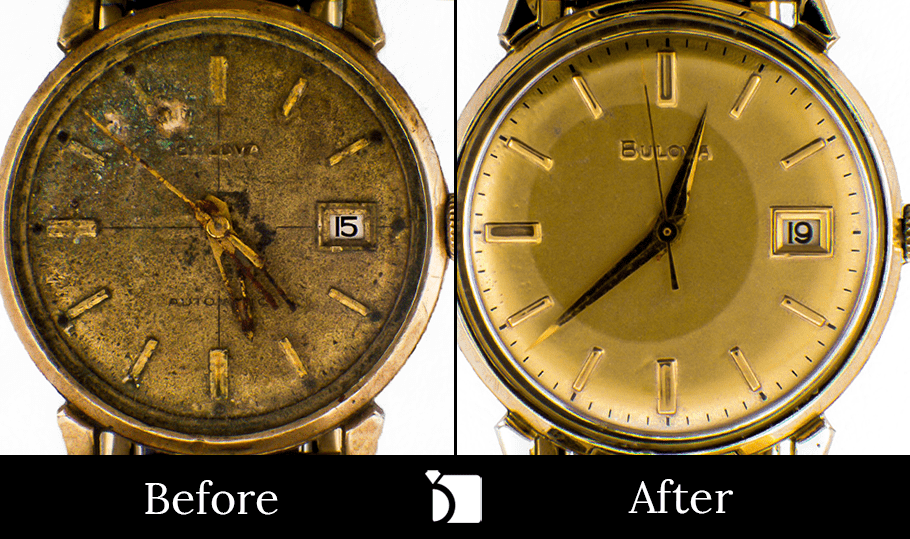 Image Showing Bulova Watch Repair Before and After