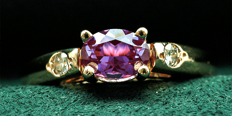 Dazzlingrock Collection Round Amethyst & Lab Created Alexandrite with White  Diamond Three Stone Engagement Ring for Her in 14K Rose Gold Size 4 |  Amazon.com