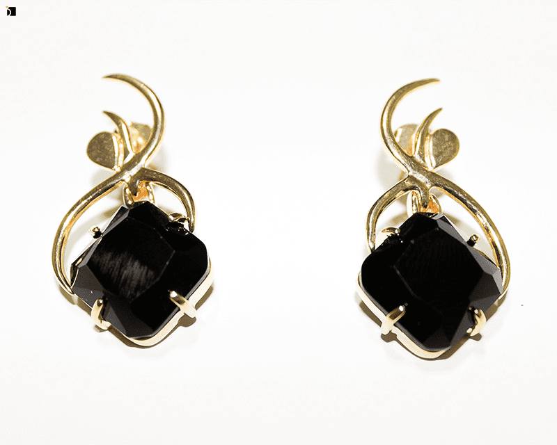 Gold Onyx Gemstone Earrings July Birthstone Feature Image