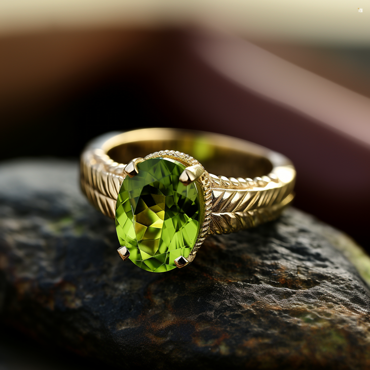 Restored Fine Jewelry Gold Ring Green Peridot Gemstone August Birthstone