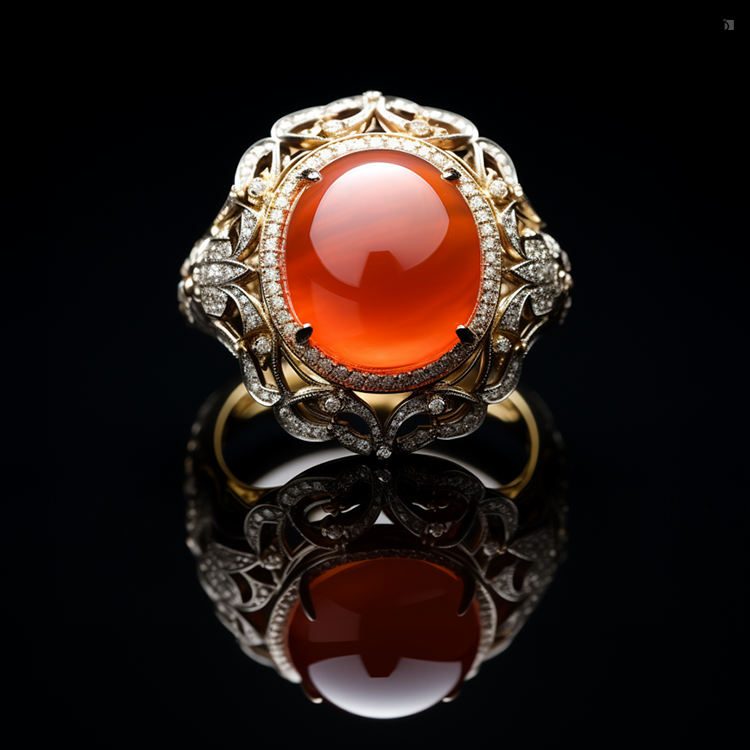 Restored Orange Sardonyx Gemstone Ring August Birthstone Reflected