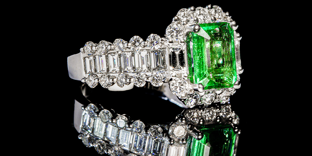 Restored Diamond Emerald Ring Luxury Gemstone