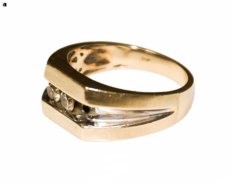 Before #103 Side Angle Men's Gold Ring with a Missing Diamond