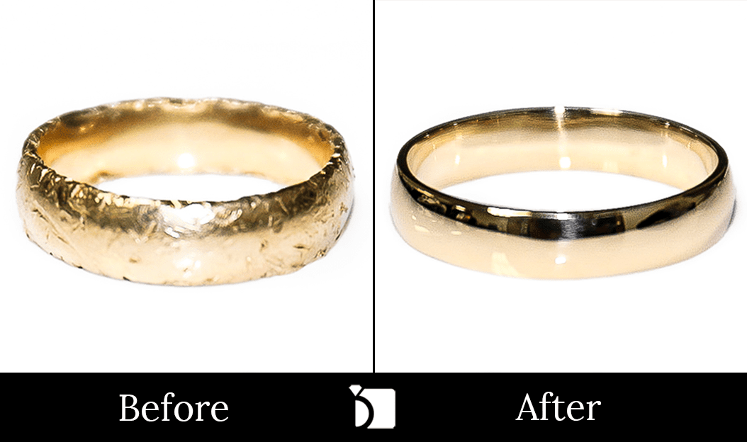 Before & After #107 of Gold Wedding Band Getting Premier Restoration Services After Dropped Iin Garbage Disposal