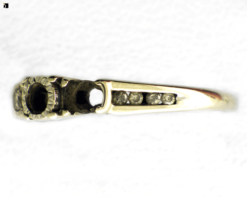 Before #116 Side Angle of White Gold Engagement Ring Prior to Premier Restoration Services