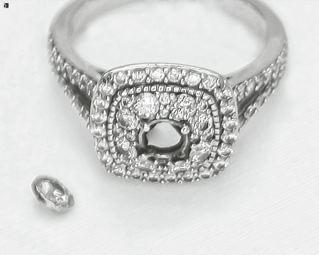 Before #132 Front View Diamond Engagement Ring with Loose and Isolated Diamond Stone