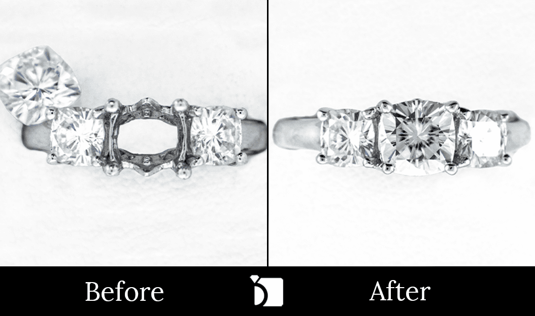 Image showing diamond gemstone resetting before and after example