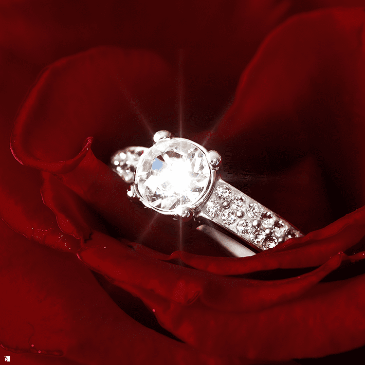 Restored Diamond Fine Jewelry Gemstone Engagement Ring in Red Rose