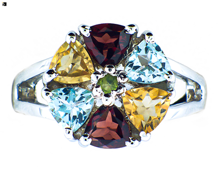 After #26 Sterling Silver Multi-Gemstone Ring Serviced and Restored by Master Jewelers