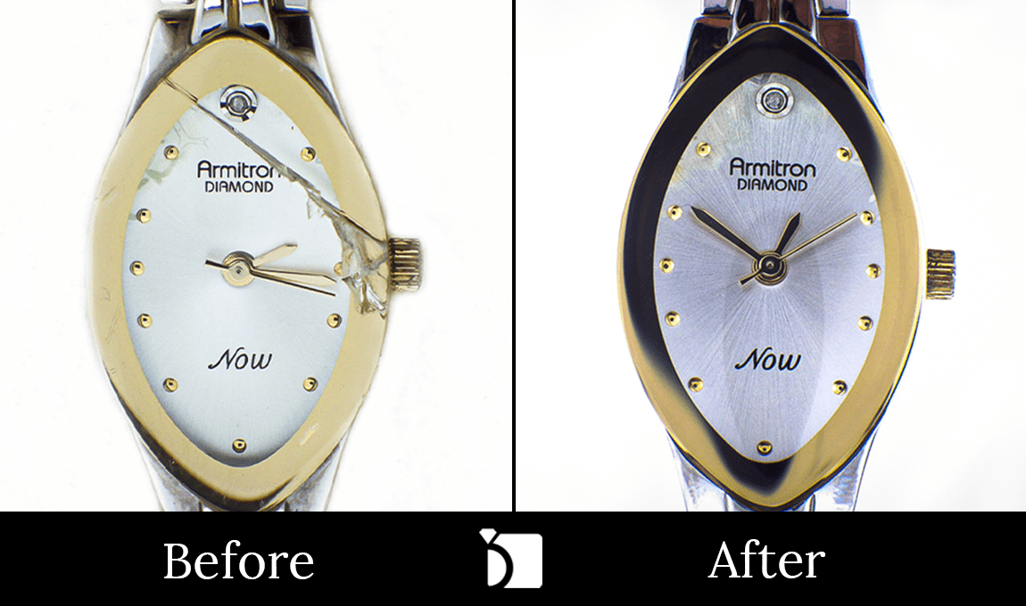 Before & After #27 Armitron Diamond Watch Timepiece Receiving Premier Watch Restoration Services