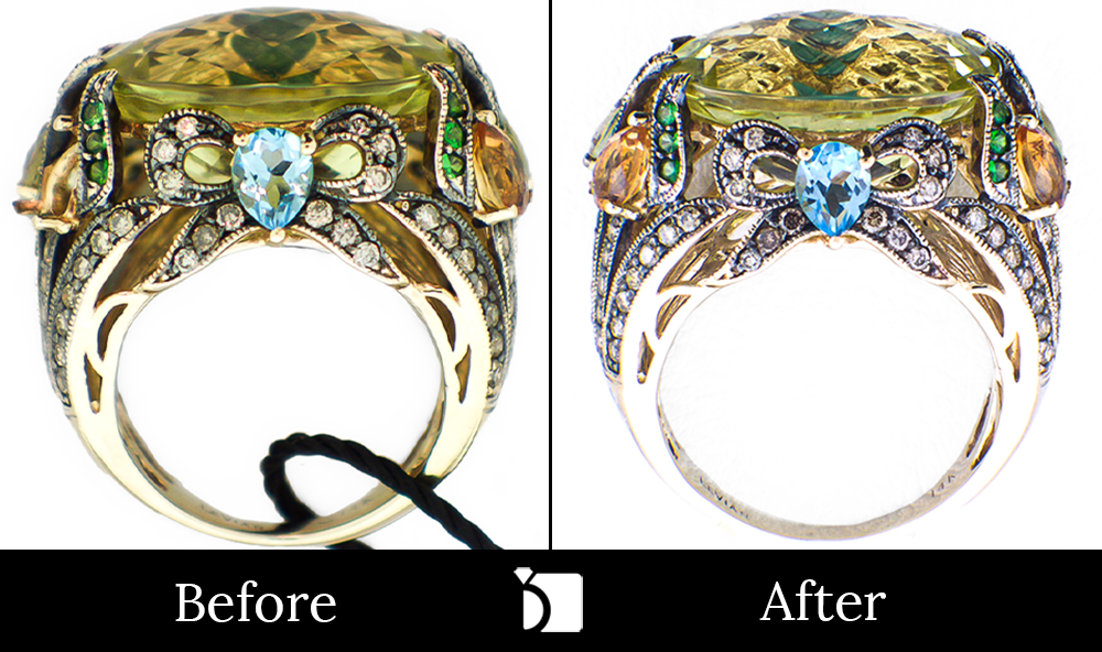 Before & After #40 LeVian Ring Needing Premier Gemstone Replacement and Ring Resizing Services