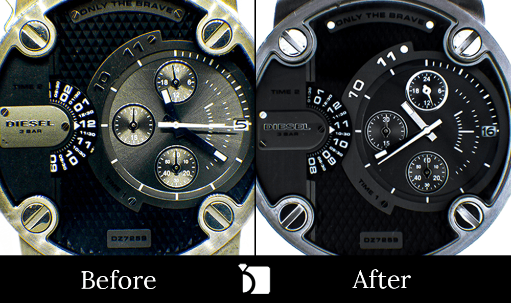 Before & After #45 Diesel Watch Timepiece Serviced and Restored by Certified Watchmakers
