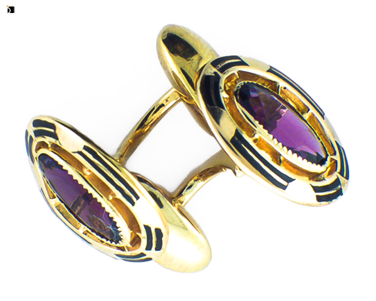 After #53 Gold Cufflinks with Gemstones Restored by Master Jewelers