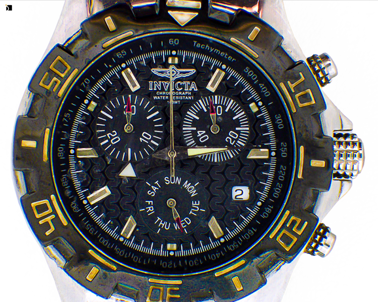 Before #63 Invicta Chronograph Watch Prior to Complete Clean & Overhaul of its Quartz Movement